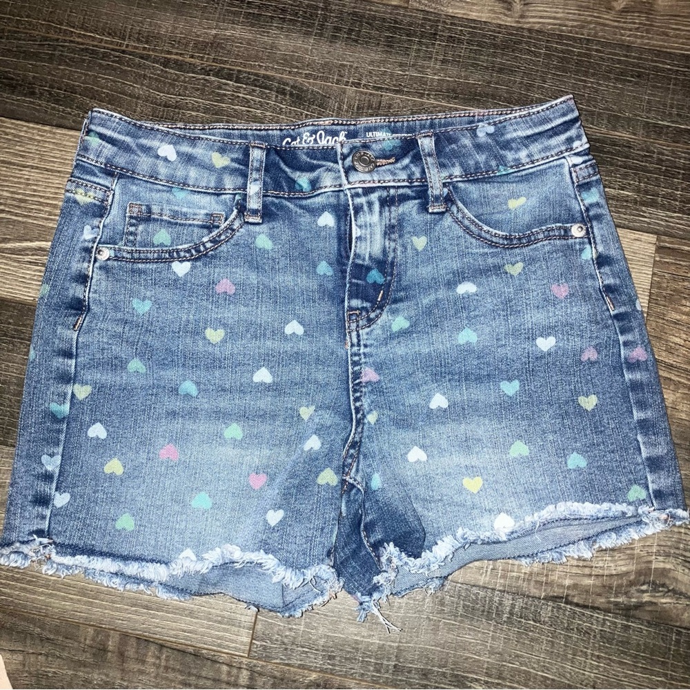 Cat & Jack Kids' Blue Denim Heart Shorts